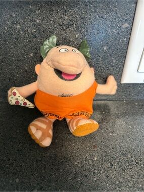 Little Caesar’s small plush Doll with Orange Outfit and Pizza